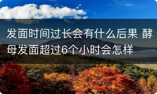 发面时间过长会有什么后果 酵母发面超过6个小时会怎样