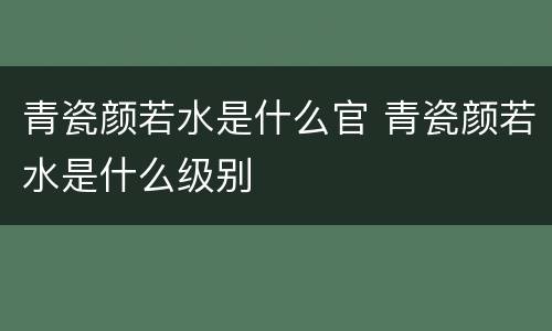 青瓷颜若水是什么官 青瓷颜若水是什么级别