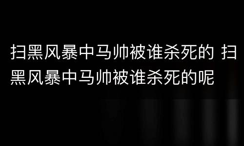 扫黑风暴中马帅被谁杀死的 扫黑风暴中马帅被谁杀死的呢