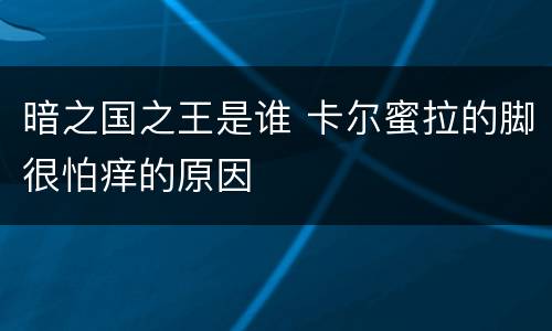 暗之国之王是谁 卡尔蜜拉的脚很怕痒的原因