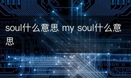 soul什么意思 my soul什么意思