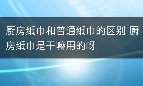 厨房纸巾和普通纸巾的区别 厨房纸巾是干嘛用的呀