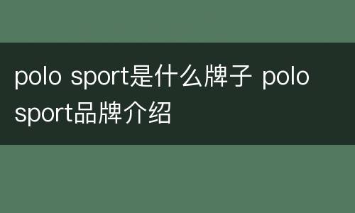 polo sport是什么牌子 polo sport品牌介绍