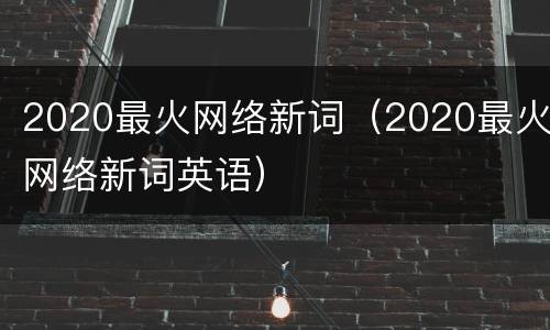 2020最火网络新词（2020最火网络新词英语）