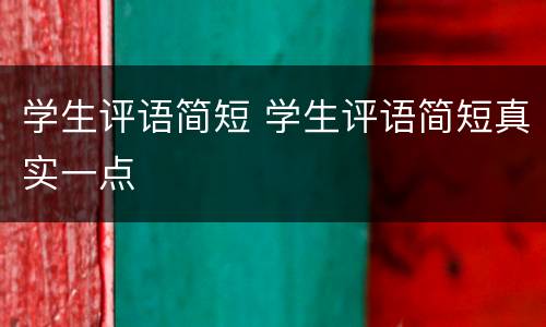 学生评语简短 学生评语简短真实一点