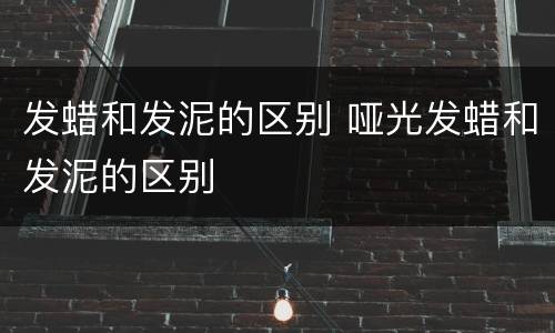 发蜡和发泥的区别 哑光发蜡和发泥的区别