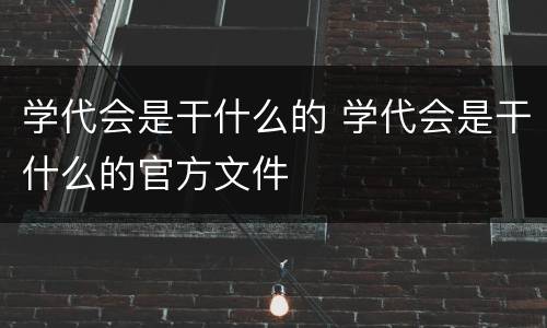 学代会是干什么的 学代会是干什么的官方文件