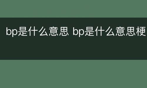 bp是什么意思 bp是什么意思梗