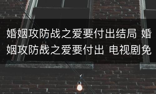 婚姻攻防战之爱要付出结局 婚姻攻防战之爱要付出 电视剧免费观看