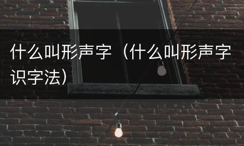 什么叫形声字（什么叫形声字识字法）