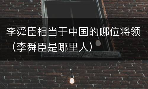 李舜臣相当于中国的哪位将领（李舜臣是哪里人）