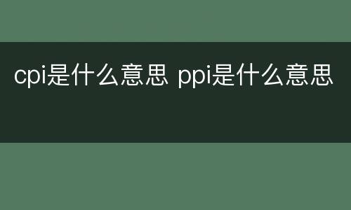 cpi是什么意思 ppi是什么意思