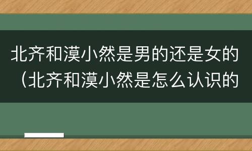 北齐和漠小然是男的还是女的（北齐和漠小然是怎么认识的）