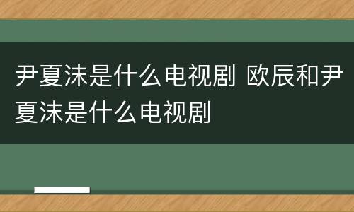 尹夏沫是什么电视剧 欧辰和尹夏沫是什么电视剧