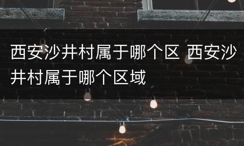 西安沙井村属于哪个区 西安沙井村属于哪个区域