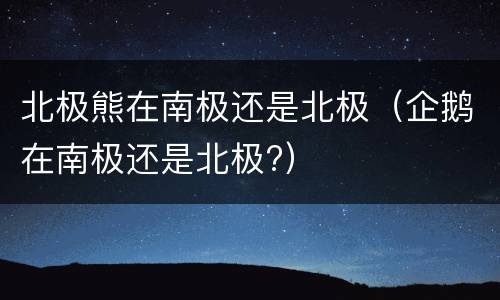 北极熊在南极还是北极（企鹅在南极还是北极?）