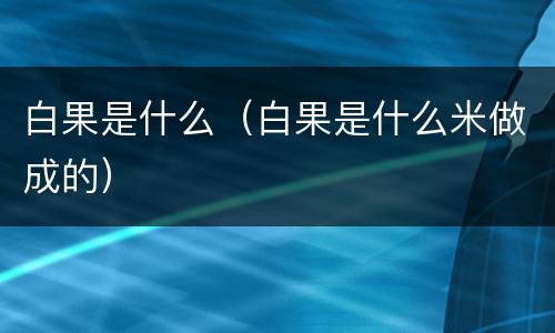 白果是什么（白果是什么米做成的）