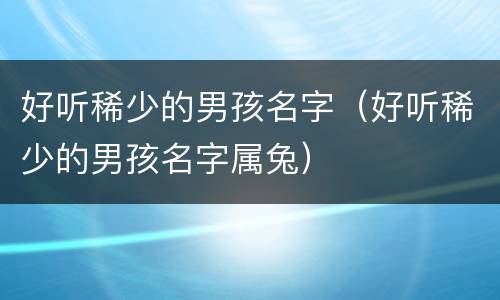 好听稀少的男孩名字（好听稀少的男孩名字属兔）