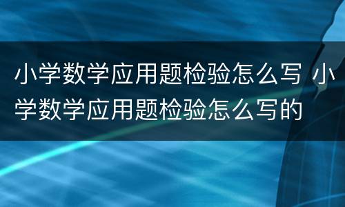 小学数学应用题检验怎么写 小学数学应用题检验怎么写的