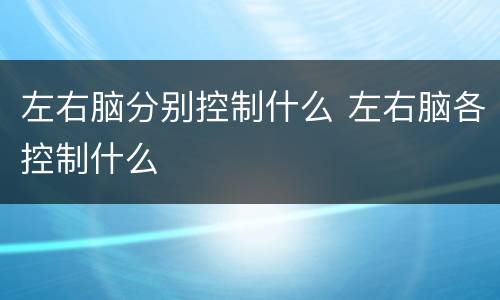 左右脑分别控制什么 左右脑各控制什么