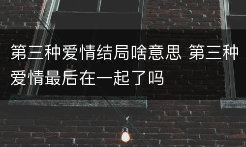 第三种爱情结局啥意思 第三种爱情最后在一起了吗