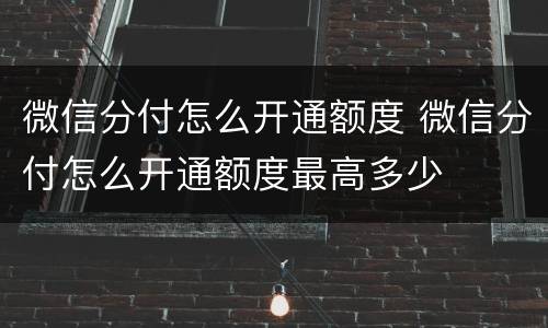 微信分付怎么开通额度 微信分付怎么开通额度最高多少