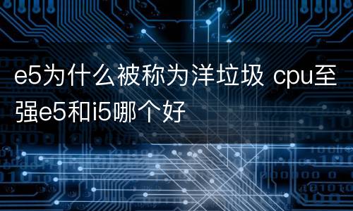 e5为什么被称为洋垃圾 cpu至强e5和i5哪个好