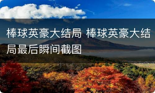 棒球英豪大结局 棒球英豪大结局最后瞬间截图