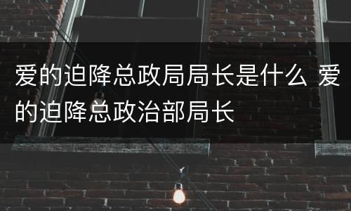 爱的迫降总政局局长是什么 爱的迫降总政治部局长