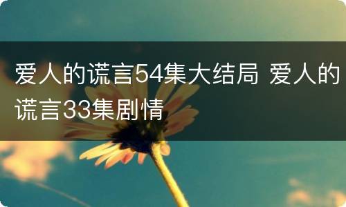 爱人的谎言54集大结局 爱人的谎言33集剧情