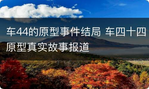 车44的原型事件结局 车四十四原型真实故事报道