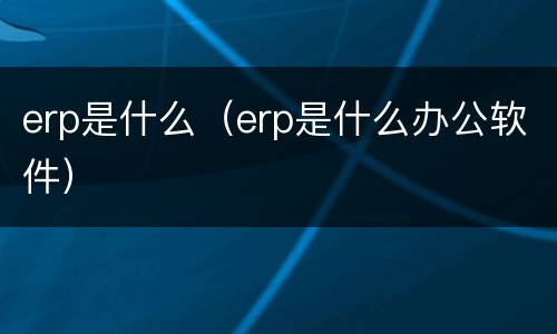 erp是什么（erp是什么办公软件）