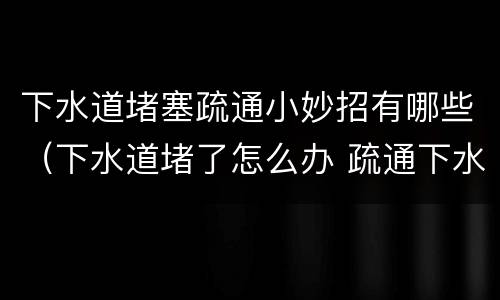 下水道堵塞疏通小妙招有哪些（下水道堵了怎么办 疏通下水道的小妙招）