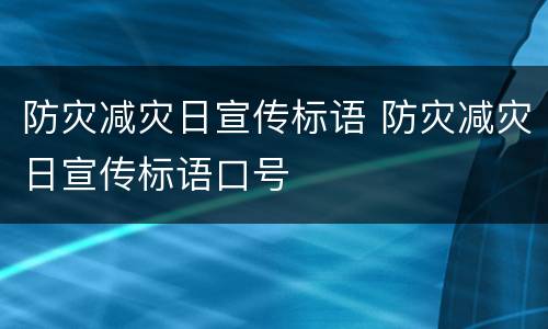 防灾减灾日宣传标语 防灾减灾日宣传标语口号