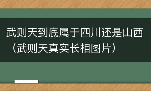 武则天到底属于四川还是山西（武则天真实长相图片）