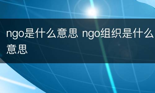 ngo是什么意思 ngo组织是什么意思