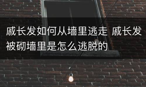 戚长发如何从墙里逃走 戚长发被砌墙里是怎么逃脱的