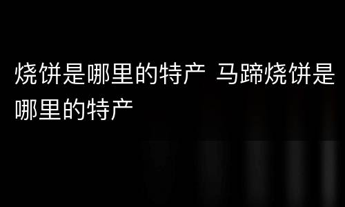 烧饼是哪里的特产 马蹄烧饼是哪里的特产