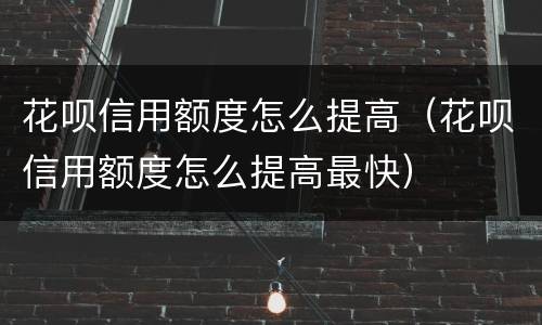 花呗信用额度怎么提高（花呗信用额度怎么提高最快）