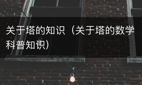 关于塔的知识（关于塔的数学科普知识）