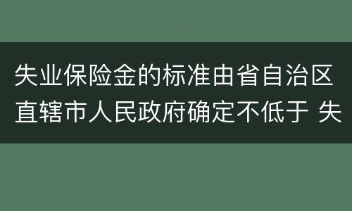 失业保险金的标准由省自治区直辖市人民政府确定不低于 失业保险金标准由省自治区直辖市人民政府确定不低于