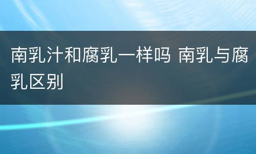 南乳汁和腐乳一样吗 南乳与腐乳区别