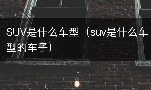 SUV是什么车型（suv是什么车型的车子）