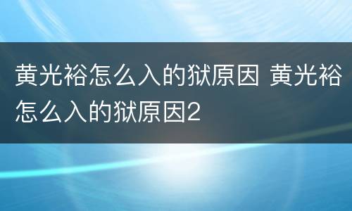 黄光裕怎么入的狱原因 黄光裕怎么入的狱原因2