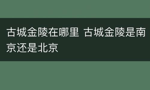 古城金陵在哪里 古城金陵是南京还是北京