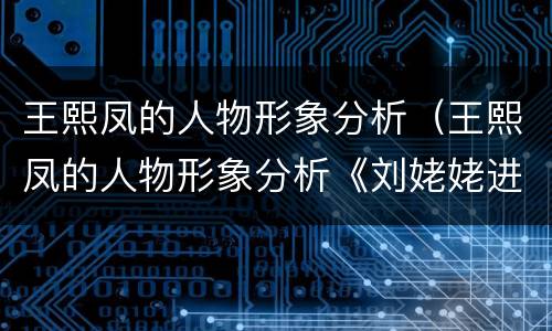 王熙凤的人物形象分析（王熙凤的人物形象分析《刘姥姥进大观园》）