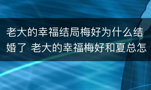 老大的幸福结局梅好为什么结婚了 老大的幸福梅好和夏总怎么认识的