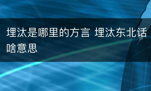 埋汰是哪里的方言 埋汰东北话啥意思