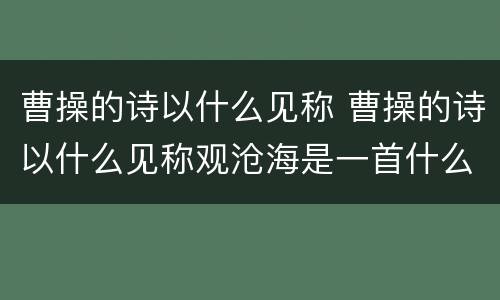 曹操的诗以什么见称 曹操的诗以什么见称观沧海是一首什么诗