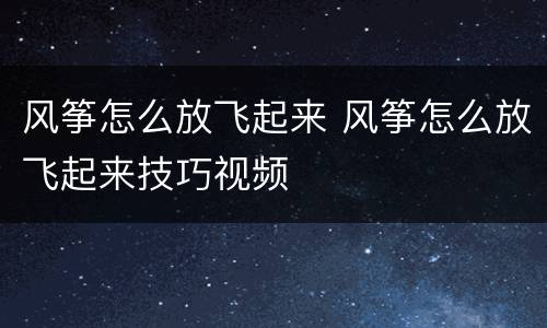 风筝怎么放飞起来 风筝怎么放飞起来技巧视频